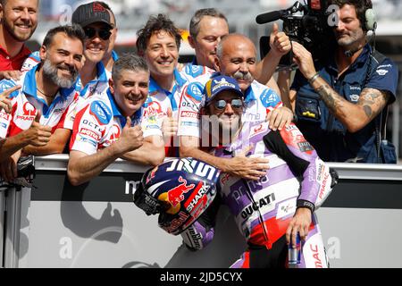 Hohenstein Ernstthal, Deutschland. Juni 18. 2022. MotoGP Liqui Moly Motorrad Grand Prix Deutschland auf dem Sachsenring, Hohenstein-Ernstthal, Deutschland. Im Bild: Johann Zarco (FRA) von Prima Pramac Racing Dritter im Qualifying Stockfoto