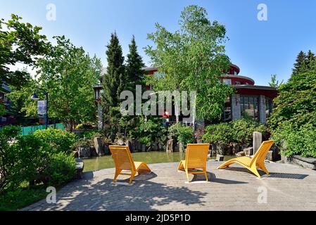 WHISTLER, BC, KANADA, 30. MAI 2019: Whistler - Canadian Ski Resort town rund 125 Kilometer nördlich von Vancouver Stockfoto