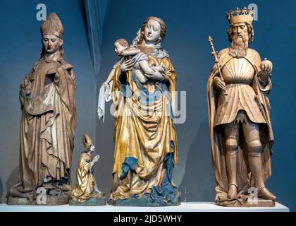 Skulpturen vom Hochaltar des Freisinger Doms, Jakob Kaschauer, Wien 1443, Bayerisches Nationalmuseum, München, Deutschland Stockfoto