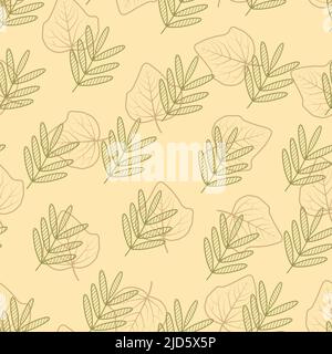 Kunstvolles, trendiges, nahtloses florales Musterdesign mit exotischen Blättern. Künstlerische Laub Composite Overlay Hintergrund für Druck und Textil Stock Vektor