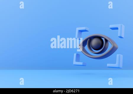 3D Augenscan rendern. 3D Rendern von Augenscans. 3D Darstellung des Augenscans wiedergeben Stockfoto