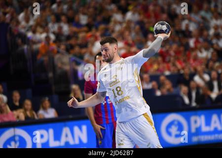 KÖLN, DEUTSCHLAND - 18. JUNI 2022: 18 Niclas Ekberg. Semifinale THW Kiel - Barca EHF FINAL4 Männer Stockfoto