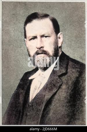 Bram Stoker (1847 - 1912), Romanautor und Kurzgeschichtenautor, am besten bekannt durch den gotischen Roman Dracula (1897). Er war auch Theatermanager für Henry Irving am Lyceum Theatre, London. Kolorierte Version von : 10005641 Stockfoto