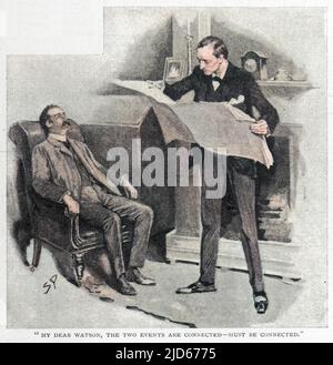 DAS ABENTEUER DES ZWEITEN FLECKS Holmes & His Dear Watson in der Baker Street. Kolorierte Version von : 10014188 Datum: Erstveröffentlichung: 1904 Stockfoto
