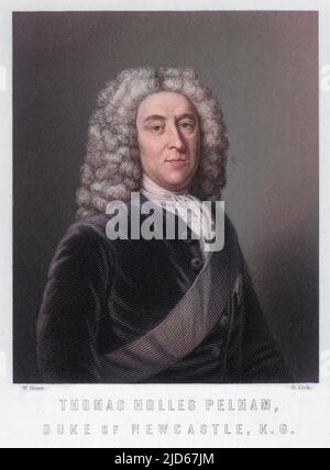 THOMAS PELHAM-HOLLES 1. DUKE OF NEWCASTLE britischer Staatsmann und Whig Premierminister (1757-62) Colorized Version of : 10021148 Datum: 1693 - 1768 Stockfoto