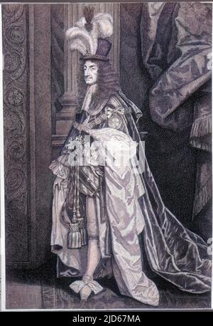 CHARLES II (1630 - 1685), König von England (1660 - 1685), in seinen Gewändern. Kolorierte Version von : 10022782 Stockfoto