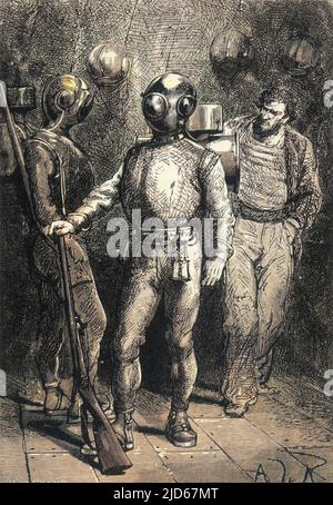 20.000 LIEUES SOUS LES MERS' [20 000 Meilen unter dem Meer] The Diving Party Colorized Version of : 10022776 Datum: 1870 Stockfoto