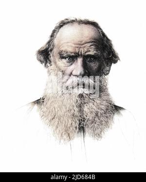 Leo Tolstoi (1828 - 1910), russischer Schriftsteller im Alter. Kolorierte Version von : 10051983 Stockfoto