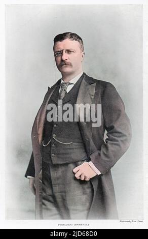 THEODORE ROOSEVELT (1858 - 1919), 26. amerikanischer Präsident im Jahr 1902 Colorized Version von : 10079240 Stockfoto