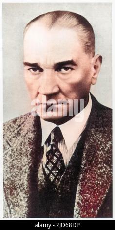 (MUSTAPHA) KEMAL ATATÜRK (1881 - 1938), türkischer Soldat, Staatsmann und Präsident, der die moderne Türkei schuf. Kolorierte Version von : 10084509 Stockfoto