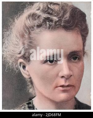 MARIE CURIE wurde auf Seite 1 eines Frauenmagazins vorgestellt Colorized Version von : 10099906 Datum: 1867-1934 Stockfoto