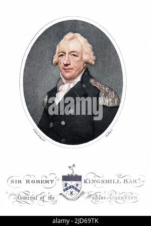 Sir ROBERT BRICE KINGSMILL Admiral der Blauen Staffel der Royal Navy Farbige Version von : 10162205 Datum: 1730 - 1805 Stockfoto