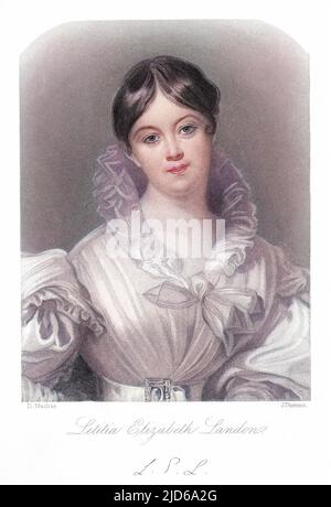 LETITIA ELIZABETH LANDON Ehefrau von George Maclean, Gouverneur von Cape Coast Castle, Westafrika: Sehr beliebte und fruchtbare Dichterin und Romanautorin, die leider jung starb. Kolorierte Version von : 10162695 Datum: 1802 - 1838 Stockfoto