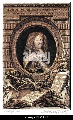 FRANCOIS, duc de LA ROCHEFOUCAULD - französischer Moralist, mit seinem Buch der Maximen, wie "Wir sind alle stark genug, um das Unglück anderer zu ertragen." Kolorierte Version von : 10162813 Datum: 1613 - 1680 Stockfoto