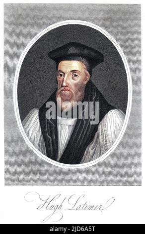 HUGH LATIMER, Bischof von Worcester, verbrannte mit Ridley wegen seiner protestantischen Ansichten. Kolorierte Version von : 10162849 Datum: 1485? - 1555 Stockfoto