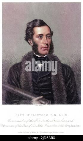 SIR FRANCIS LEOPOLD McClintock (oder M'Clintock) Marineoffizier, Forscher in der Arktis, Entdecker des Schicksals von Franklin und seinen Männern. Mit seiner Autograph Colorized Version von : 10163944 Datum: 1819 - 1907 Stockfoto