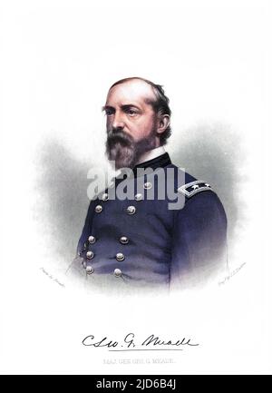 GEORGE GORDON MEADE (1815 - 1872), General der US-Armee, kommandierte die Armee der Potomac, besiegte Lee in Gettysburg, kritisierte aber dafür, dass er nicht ausreichend aggressiv nachging. Kolorierte Version von : 10164752 Stockfoto
