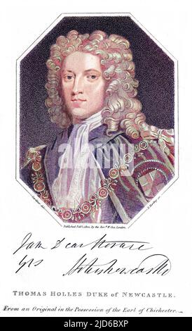 THOMAS PELHAM-HOLLES, erster Herzog von NEWCASTLE (der neuen Kreation) Staatsmann Colorized Version von : 10167247 Datum: 1693 - 1768 Stockfoto