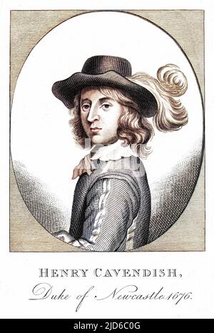 HENRY CAVENDISH, zweiter Herzog von NEWCASTLE, geboren und gestorben in der Abtei von Welbeck. Kolorierte Version von : 10167251 Datum: 1630 - 1691 Stockfoto