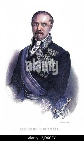 LEOPOLDO O'DONNELL CONDE DE LUCENA Spanischer Soldat und Staatsmann irischer Abstammung. Kolorierte Version von : 10168064 Datum: 1809 - 1867 Stockfoto