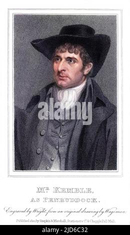 JOHN PHILIP KEMBLE Schauspieler als Penruddock in 'The Wheel of Fortune' (Autor unbekannt) Colorized Version of : 10169049 Datum: 1757 - 1823 Stockfoto