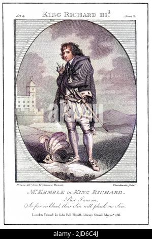 JOHN PHILIP KEMBLE Schauspieler als Shakespeares Richard III: 'Ich bin in, bisher im Blut...' Kolorierte Version von : 10169050 Datum: 1757 - 1823 Stockfoto