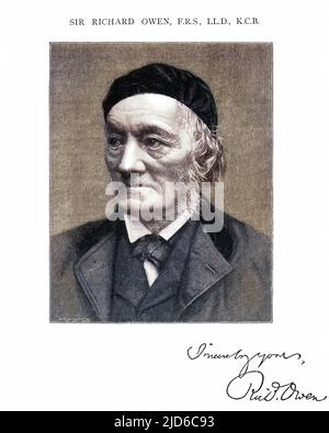 SIR RICHARD OWEN Naturalist, am Ende seines Lebens mit seinem Autograph Colorized Version von : 10171722 Datum: 1804 - 1892 Stockfoto