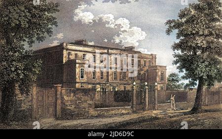 Samuel RICHARDSONS Haus im Londoner Vorort Hammersmith, etwas großartiger als sein früheres Zuhause in Parson's Green. Kolorierte Version von : 10174134 Datum: CA. 1750 Stockfoto