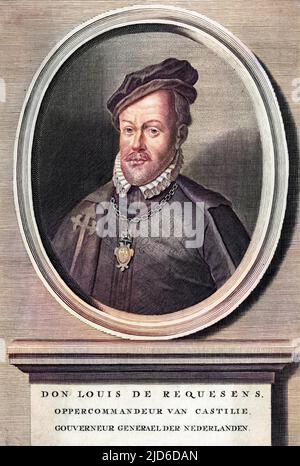 LUIS de ZUNIGA y REQUESENS spanischer Militärkommandeur und Generalgouverneur der Niederlande. Kolorierte Version von : 10173808 Datum: 1528 - 1576 Stockfoto