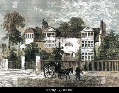 Samuel RICHARDSONS Haus im westlichen Vorort Parson's Green, London. Kolorierte Version von : 10174133 Datum: CA. 1750 Stockfoto