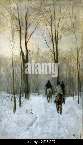 Fahrer im Schnee im Haagse Bos. Anton Mauve. 1880. Stockfoto