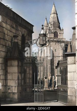 St. Machar's Cathedral. Aberdeen, Schottland. Die ursprüngliche Kirche wurde 570 gegründet, aber das heutige Gebäude stammt aus dem Jahr 1366 und wurde 1532 fertiggestellt. Kolorierte Version von : 10187039 Datum: 14. - 16. Jahrhundert Stockfoto