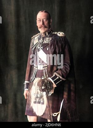 König George V. von Großbritannien und Nordirland (1865 - 1936), in seiner Uniform als Oberst der Schwarzen Uhr abgebildet. Kolorierte Version von: 10220946 Stockfoto