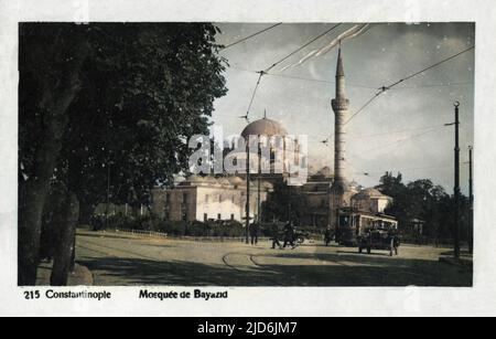 Istanbul, Türkei - Beyazit-Platz und Beyazid-II-Moschee. Kolorierte Version von: 10699069 Datum: 1927 Stockfoto