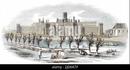 Das neue Gefängnis in Reading, Kolorierte Version von: 10010316 Datum: 1844 Stockfoto