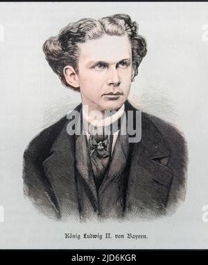 KÖNIG LUDWIG II. VON BAYERN als junger Mann - er regierte von März 1864 bis Juni 1886 Kolorierte Fassung von: 10062913 Datum: 1845 - 1886 Stockfoto