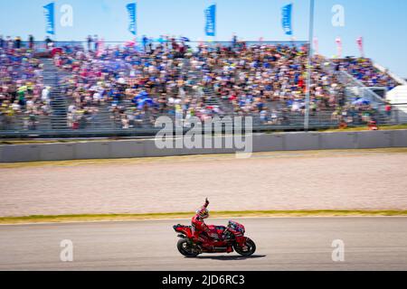 Hohenstein Ernstthal, Deutschland. 18.. Juni 2022. Qualifying für den MotoGP Liqui Moly Motorrad Grand Prix Deutschland auf dem Sachsenring Circuit. 18. Juni 2022 in Bild: 43 Jack Miller Clasificacion del Gran Premio Liqui Moly Motorrad de MotoGP de Alemania en el Circuito de Sachsenring, 18 de Junio de 2022 POOL/ MotoGP.com/Cordon die Pressebilder sind nur für den redaktionellen Gebrauch bestimmt. Obligatorischer Kredit: © motogp.com Kredit: CORDON PRESS/Alamy Live News Stockfoto