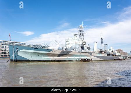 HMS Belfast Museum Schiff, der Queen's Walk, Southwark, im Londoner Stadtteil Southwark, Greater London, England, Vereinigtes Königreich Stockfoto