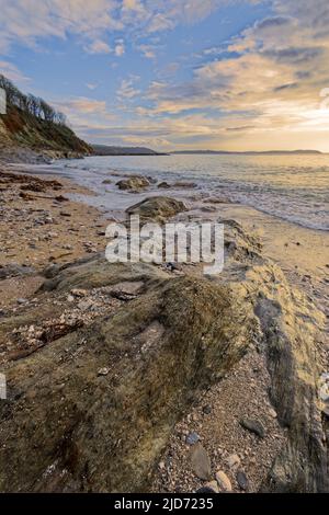 Bram Cove Cornwall Sonnenaufgang Stockfoto