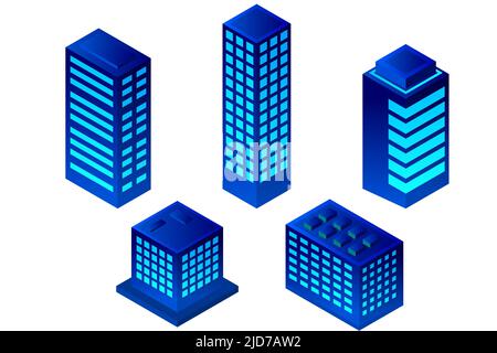 Isometrische Stadt Der Zukunft. Immobilien und Bauindustrie Konzept. Virtuelle Realität. Vektorgrafik. Stock Vektor