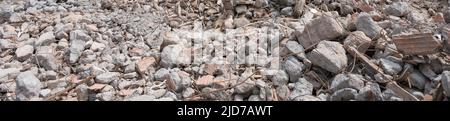 Zerstörte Betonschutt Hintergrund. Vorderansicht Stockfoto