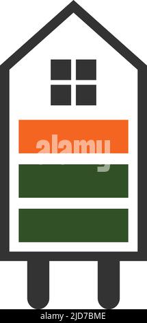 Immobilien zu Hause Batterie laden elektrisches Logo Symbol Illustration Markenidentität Stock Vektor