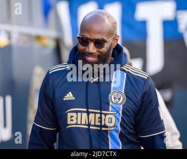 Chester, Pennsylvania, USA. 18.. Juni 2022. 18. Juni 2022, Chester PA- ehemaliger Spieler von Philadelphia Eagle, MALCOLM JENKINS, beim Union-Spiel kurz vor dem Sieg über die Union-Trommel. (Bild: © Ricky Fitchett/ZUMA Press Wire) Stockfoto