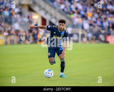 Chester, Pennsylvania, USA. 18.. Juni 2022. 18. Juni 2022, Chester PA-Philadelphia Union-Spieler, NATHAN HarRIEL (26) im Einsatz gegen den FC Cincinnati während des Spiels im Subaru Park (Foto: © Ricky Fitchett/ZUMA Press Wire) Stockfoto