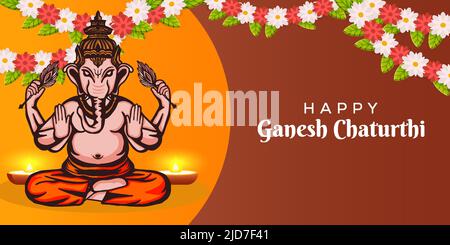 Ganesh chaturth Festival Banner Poster mit Blumen und lord Ganesh Stock Vektor