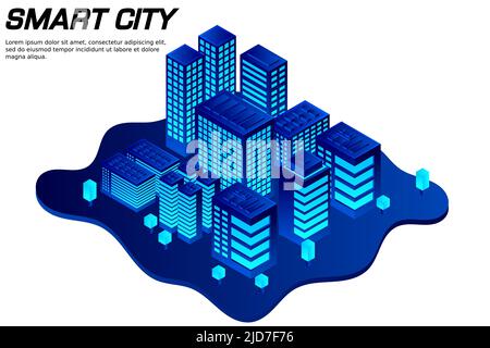 Isometrische Stadt Der Zukunft. Immobilien und Bauindustrie Konzept. Virtuelle Realität. Vektorgrafik. Stock Vektor