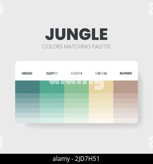 Farbpalette in weichen und blassfarbenen Kollektionen. Diagrammvorlage für Farbschema oder Farben. Farbkombination aus RGB-, HSL- und HEX-Code. Vektor Stock Vektor