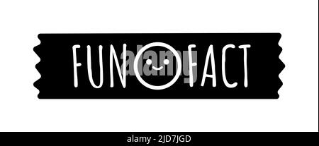 Lustige Fakten mit lächelndem Gesicht auf Washi-Tape-Emblem-Vektor-Symbol. Stock Vektor