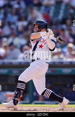 DETROIT, MI – 18. JUNI 2022: Detroit Tigers verließ den Feldspieler Robbie Grossman (8) im Comerica Park gegen die Texas Rangers. (Joe Robbins/Image of Sport) Stockfoto