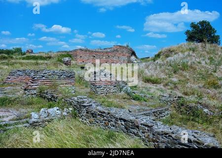 Archäologische Ausgrabung des antiken byzantinischen Justiniana Prima, gegründet von Justinian I. Kaiser des Oströmischen Reiches in Serbien Stockfoto